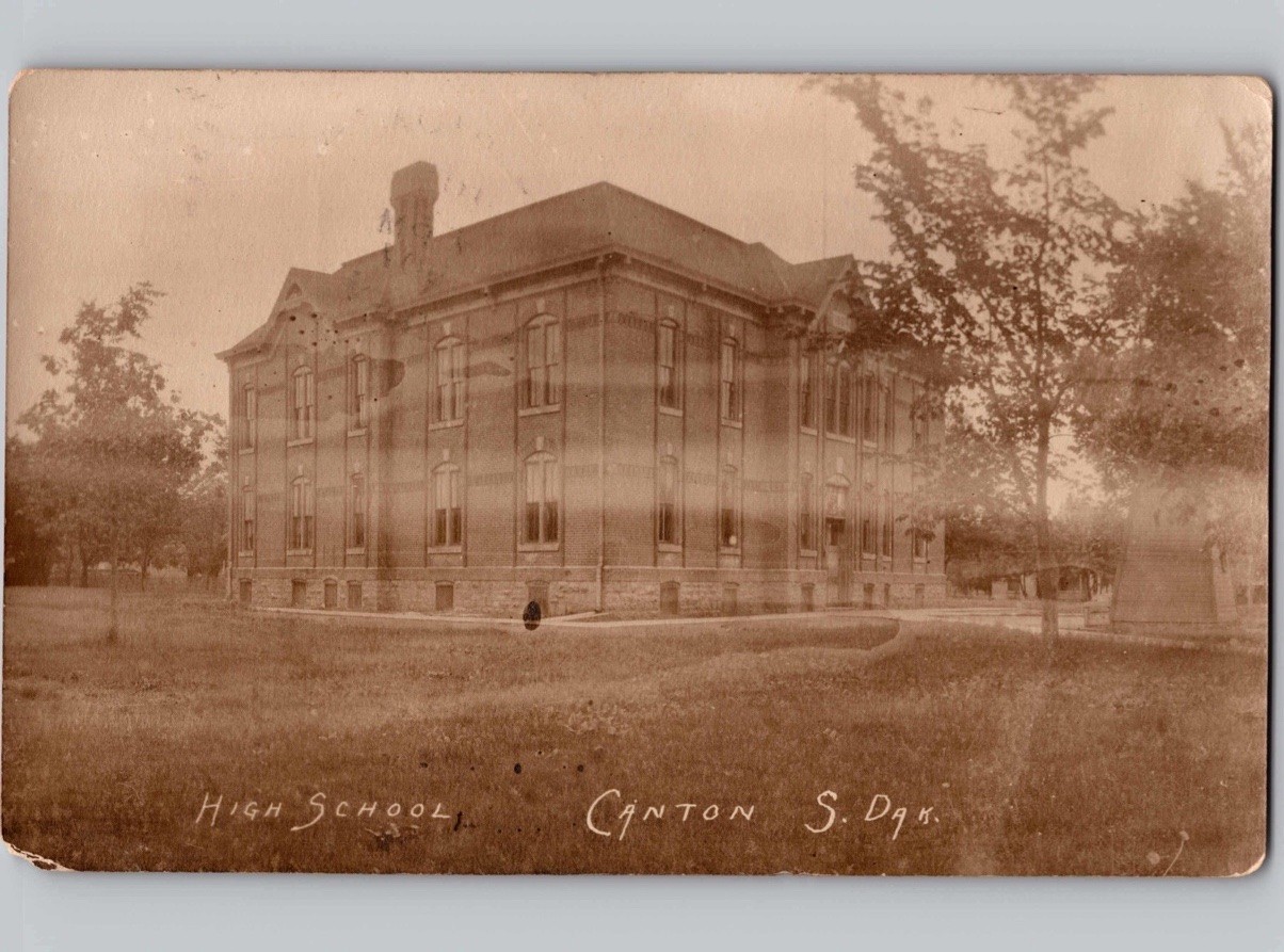 c1911 High School Building Canton South Dakota SD RPPC Real Photo Postcard