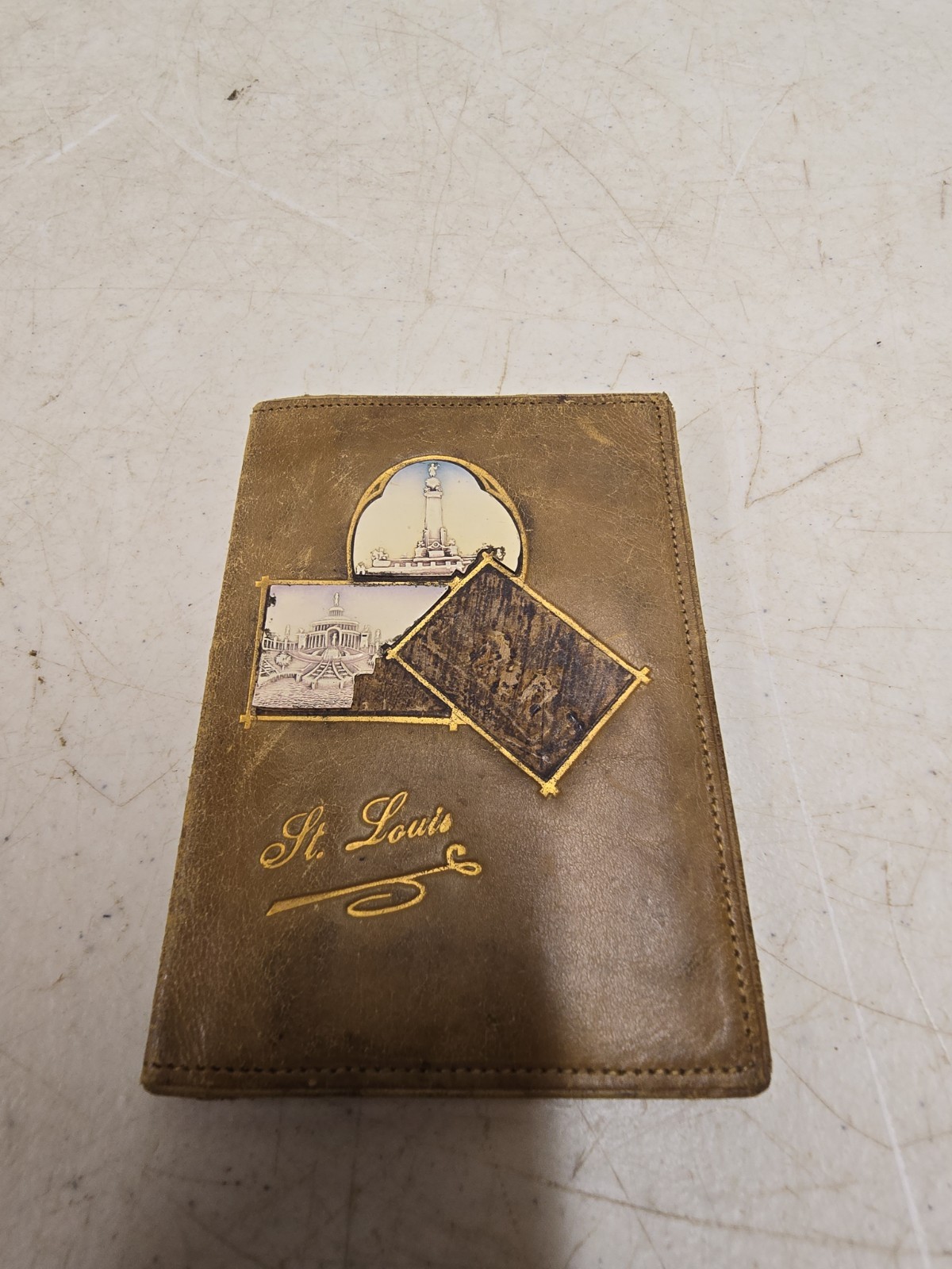Antique 1904 Worlds Fair St Louis Souvenir Leather Pocket Organizer Wallet Rumpp