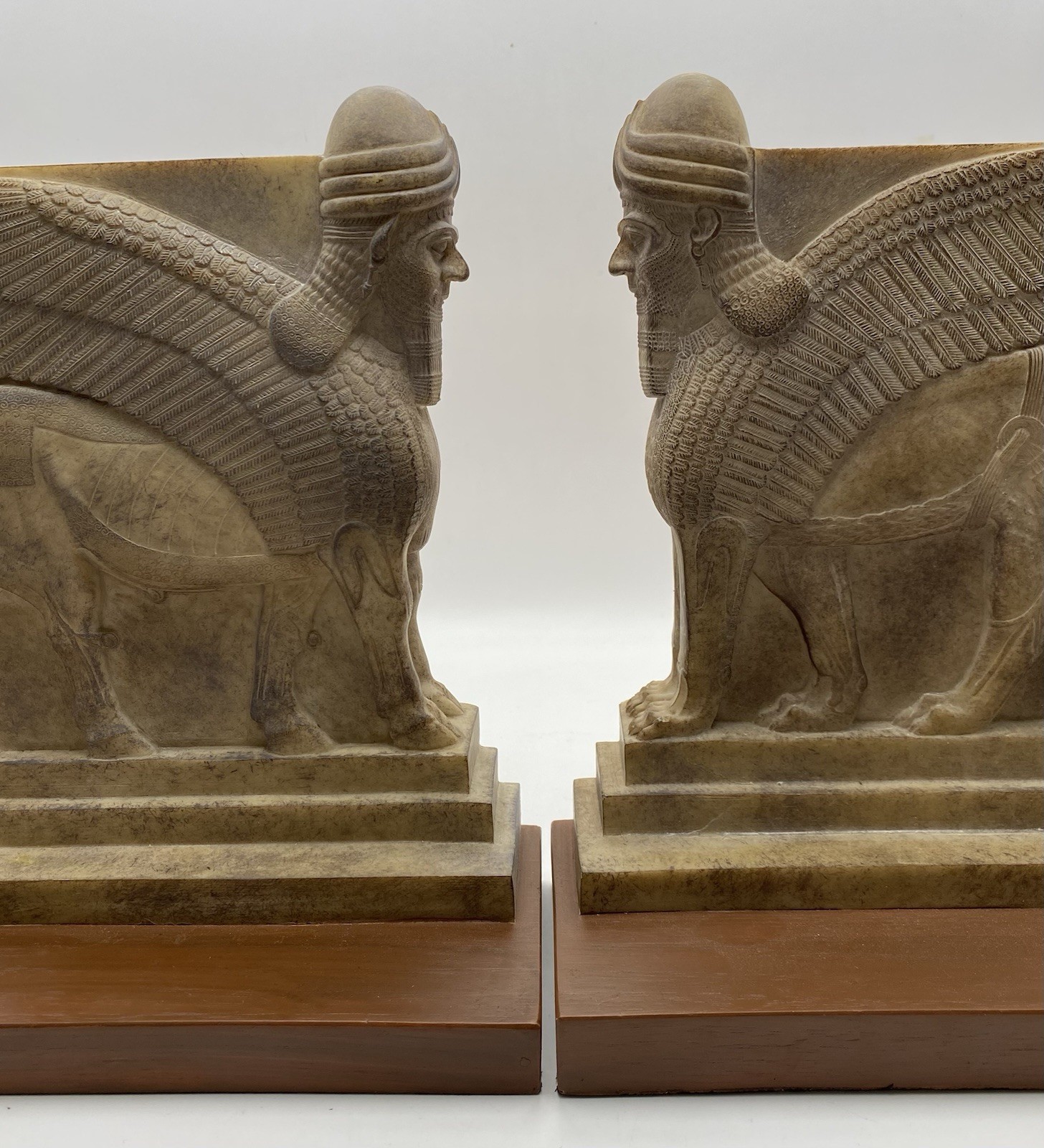 Replica Lamassu Winged Assyrian Palace Guards Bookends Museum Mesopotamian