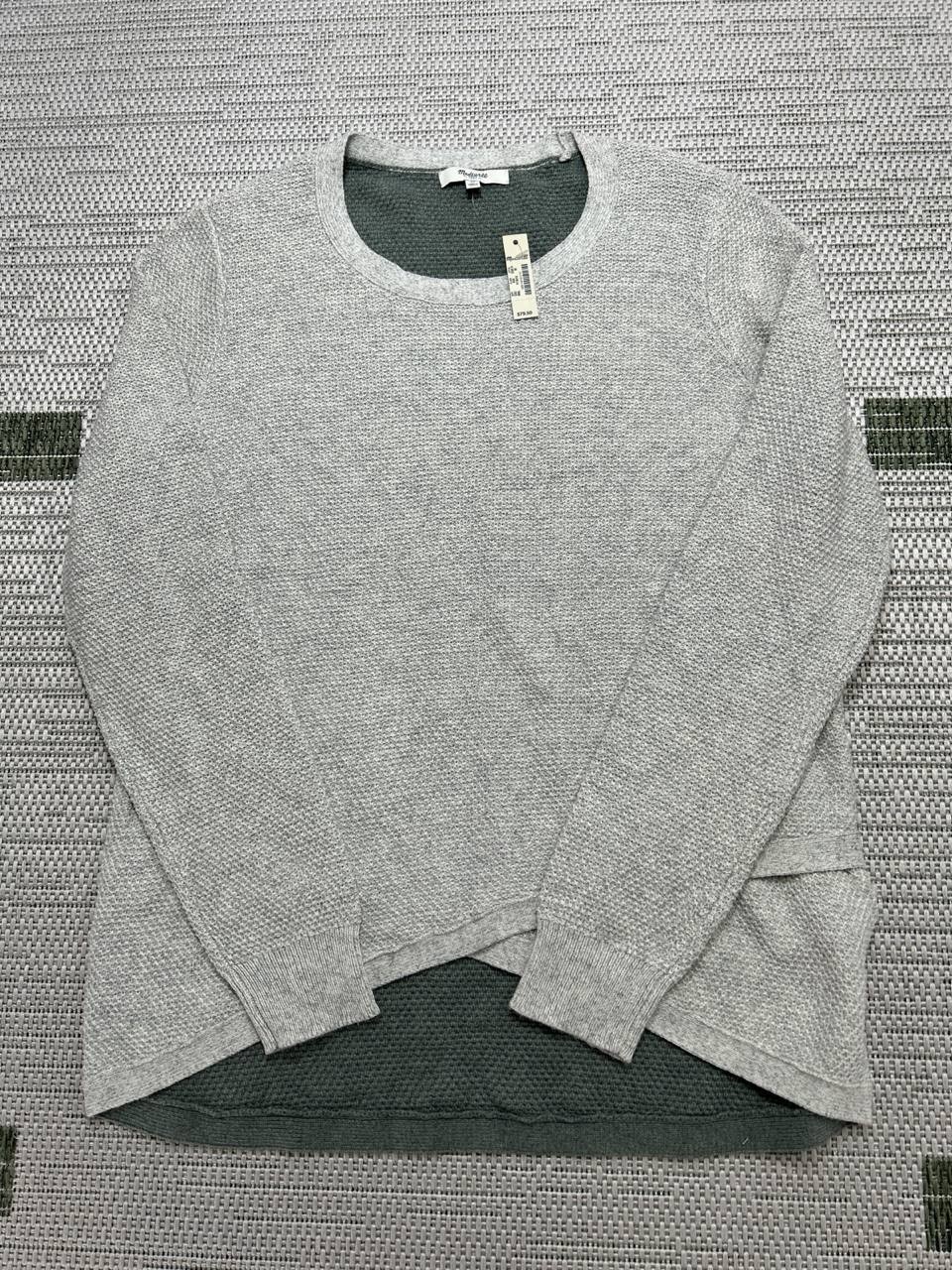 Madewell Sweater Womens Medium Gray Green Cotton Knit Pullover New 