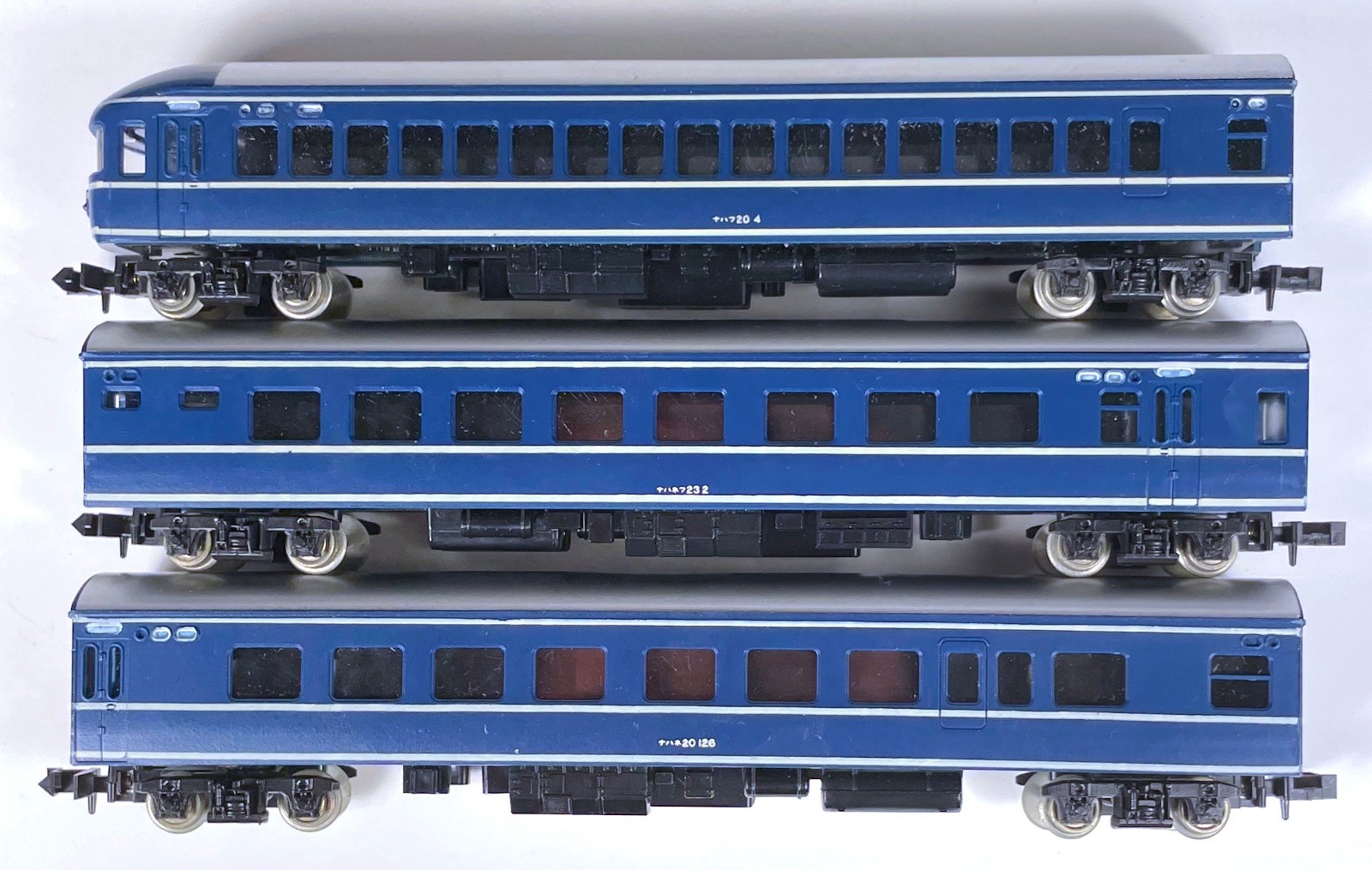 TOMIX N Gauge JNR Japanese Blue Passenger Cars. Lot of 3.  Ships from California