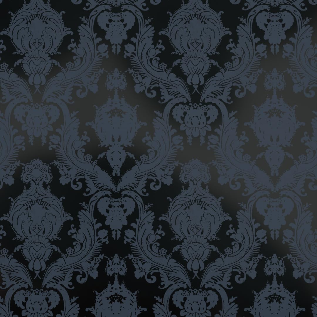 Textured Black Damask Peel and Stick Wallpaper - Removable, 20.5