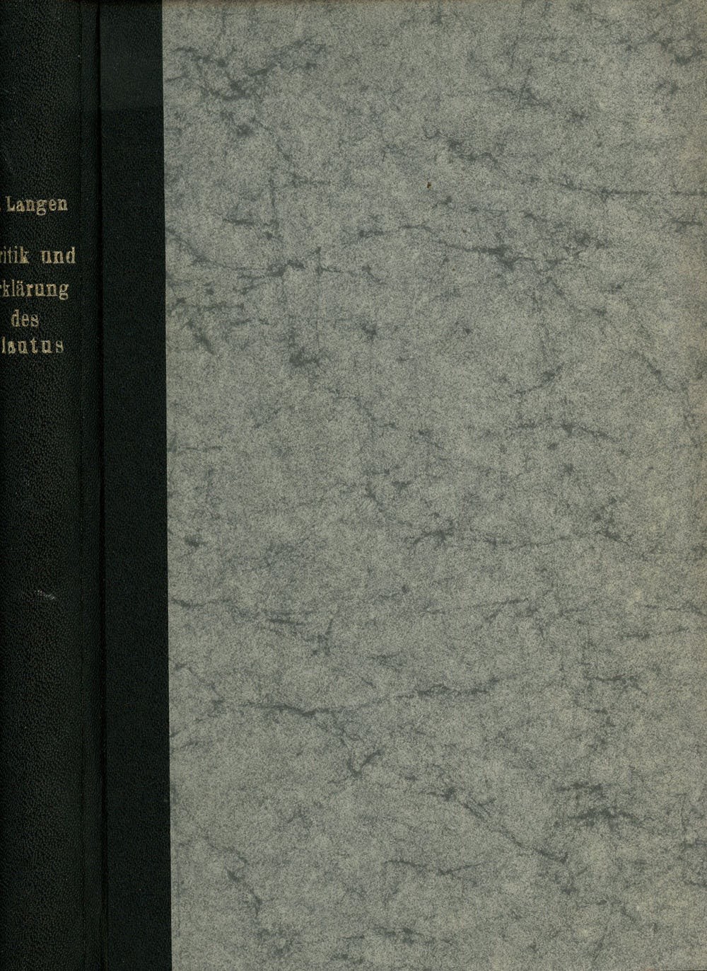 P Langen / Beitrage Zur Kritik Und Erklarung de Plautus 1st Edition 1880