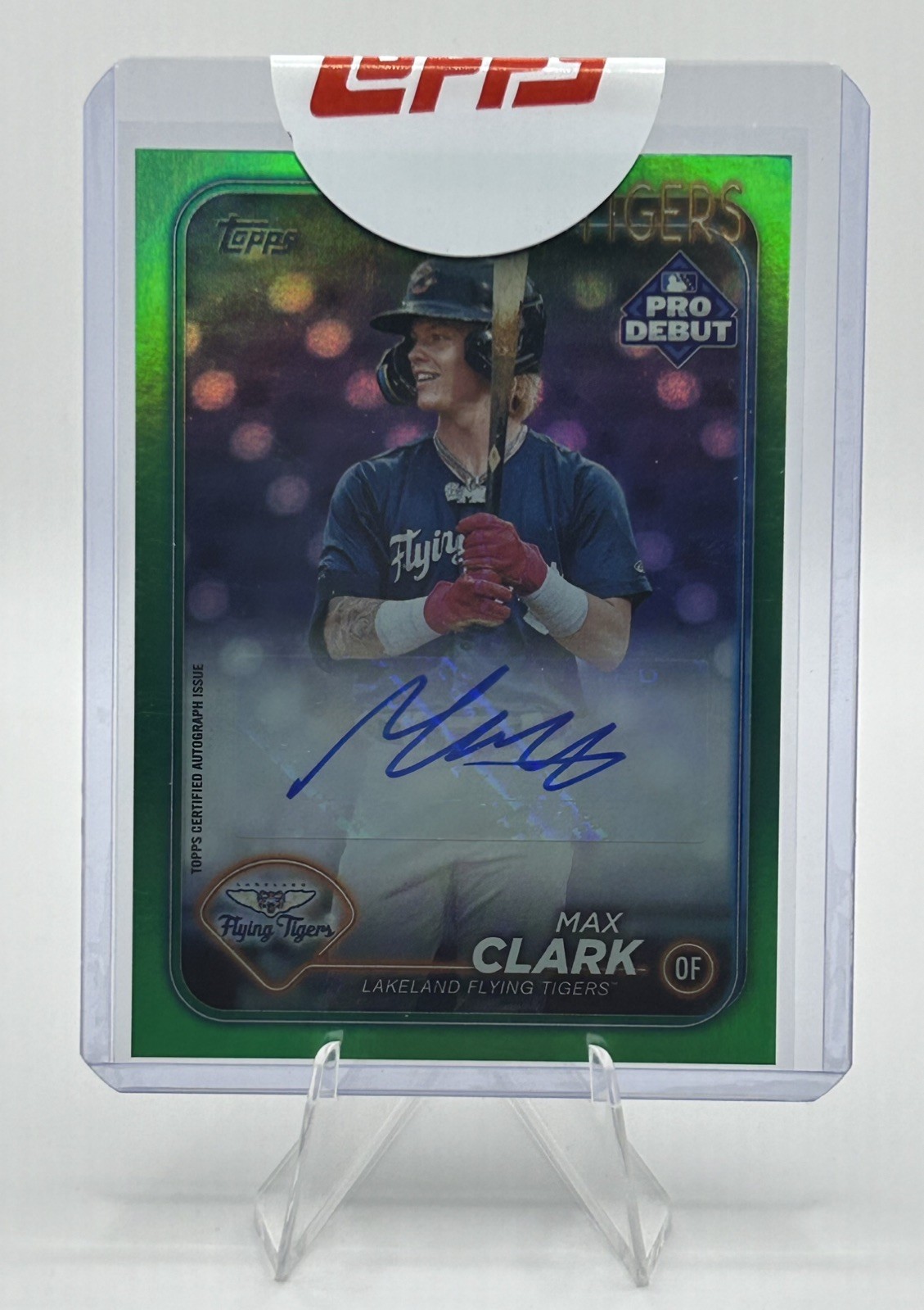 2024 TOPPS PRO DEBUT - MAX CLARK GREEN FOIL AUTOGRAPHS /99 DETROIT TIGERS RC