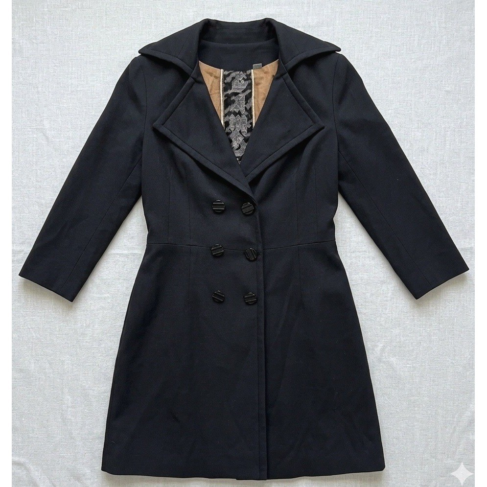 L.A.M.B. Gwen Stefani Long Jacket RARE Size 6 2007 Black Double Breasted Y2K