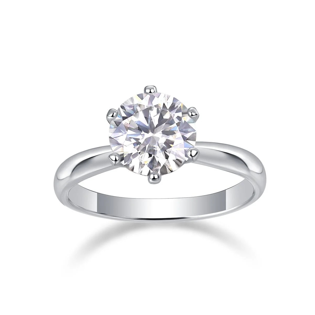 2ct Moissanite Solitaire Engagement Ring 925 Sterling Silver 6-Prong Fifty8