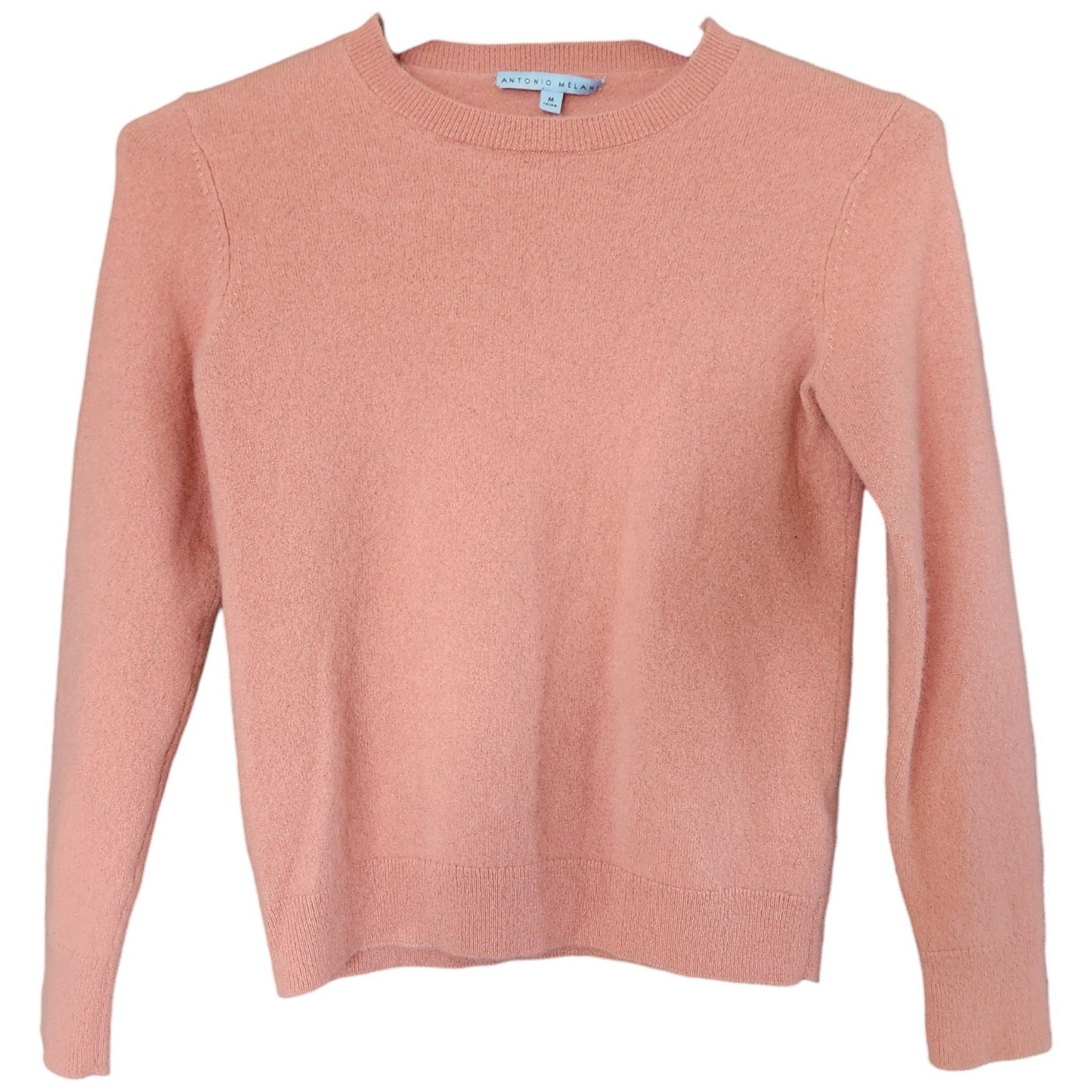 Antonio Melani Women\'s M Peach Pink 100% Cashmere Crewneck Sweater Thick