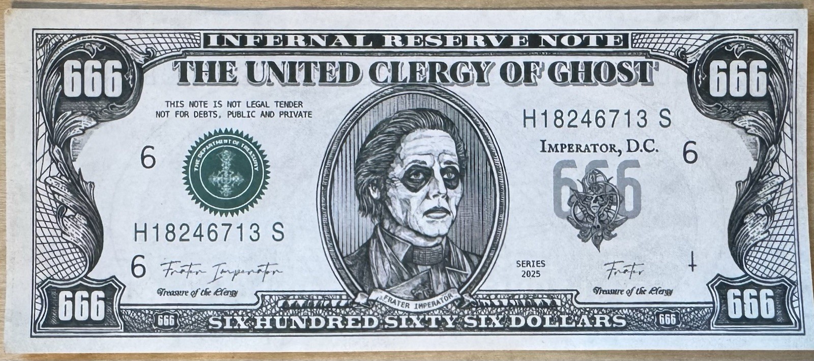 Ghost 2025/2026 Skelatour - Frater Imperater - Papa Buck/Mummy Dust - $666 Bill