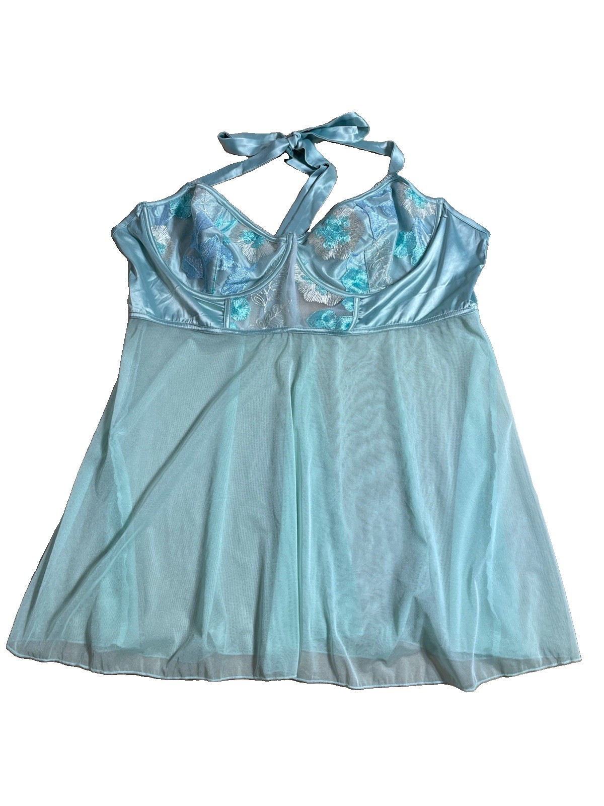 iCollection Women\'s Sexy Halter Lace Babydoll Size 2X Green