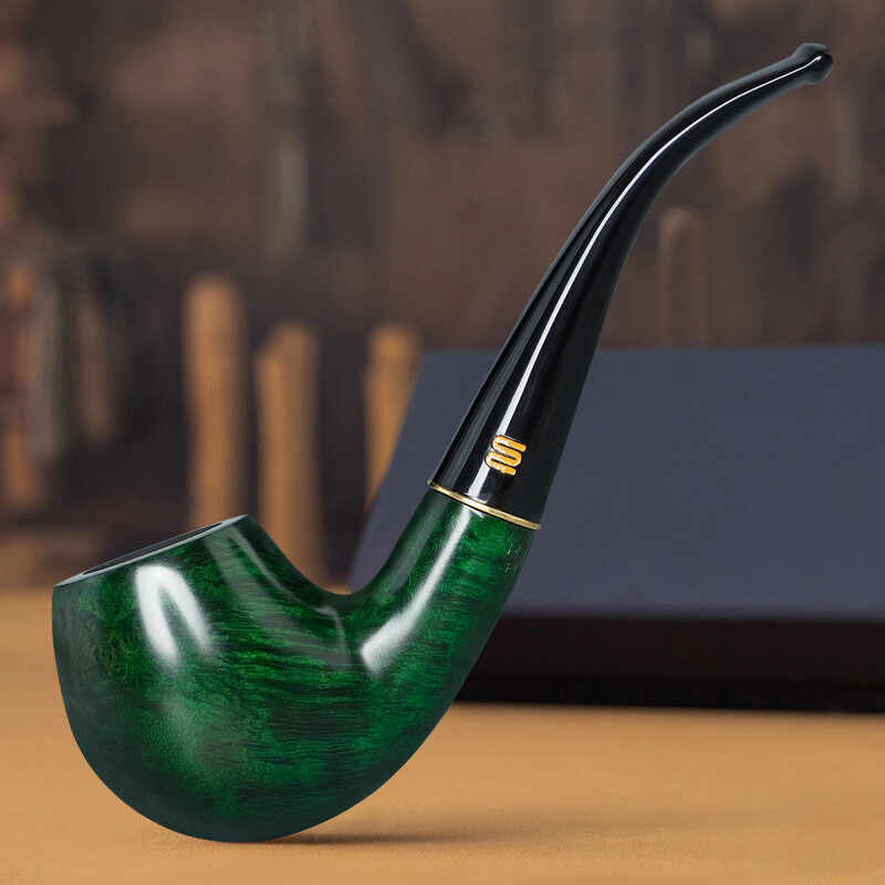 MUXIANG 9mm Filter Briar Billiard Pipe Smooth Wooden Tobacco Pipe Acrylic Stem