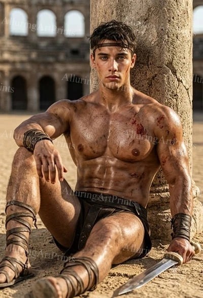 Fantasy Male Model Photo Print Muscular Handsome Shirtless Hunk Abs  -J72