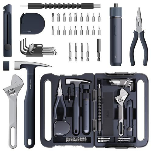 HOTO 40-Piece Tool Kit for Home Improvement, Household Essentials & DIY Black