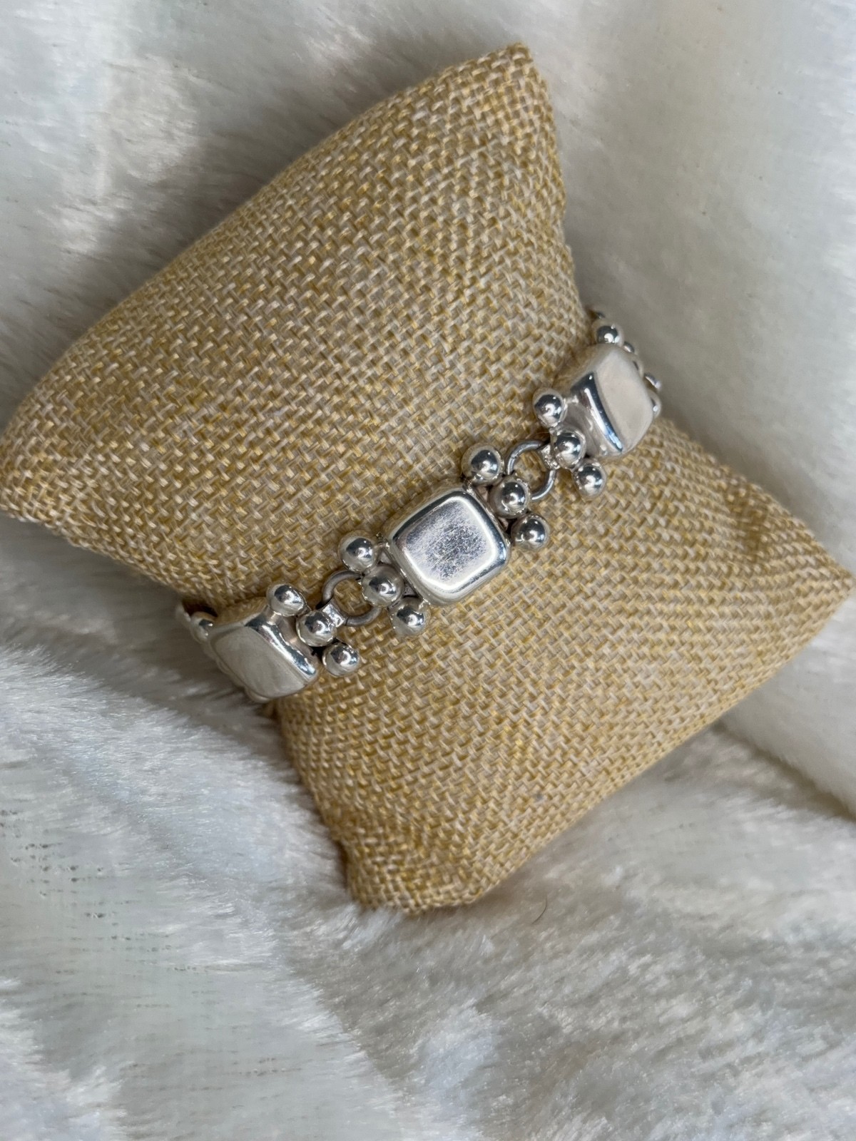 Silpada VERY RARE Sterling Silver Square Beaded Link Bracelet B0245 Silpada VERY RARE Sterling Silver Square Beaded Link Bracelet B0245