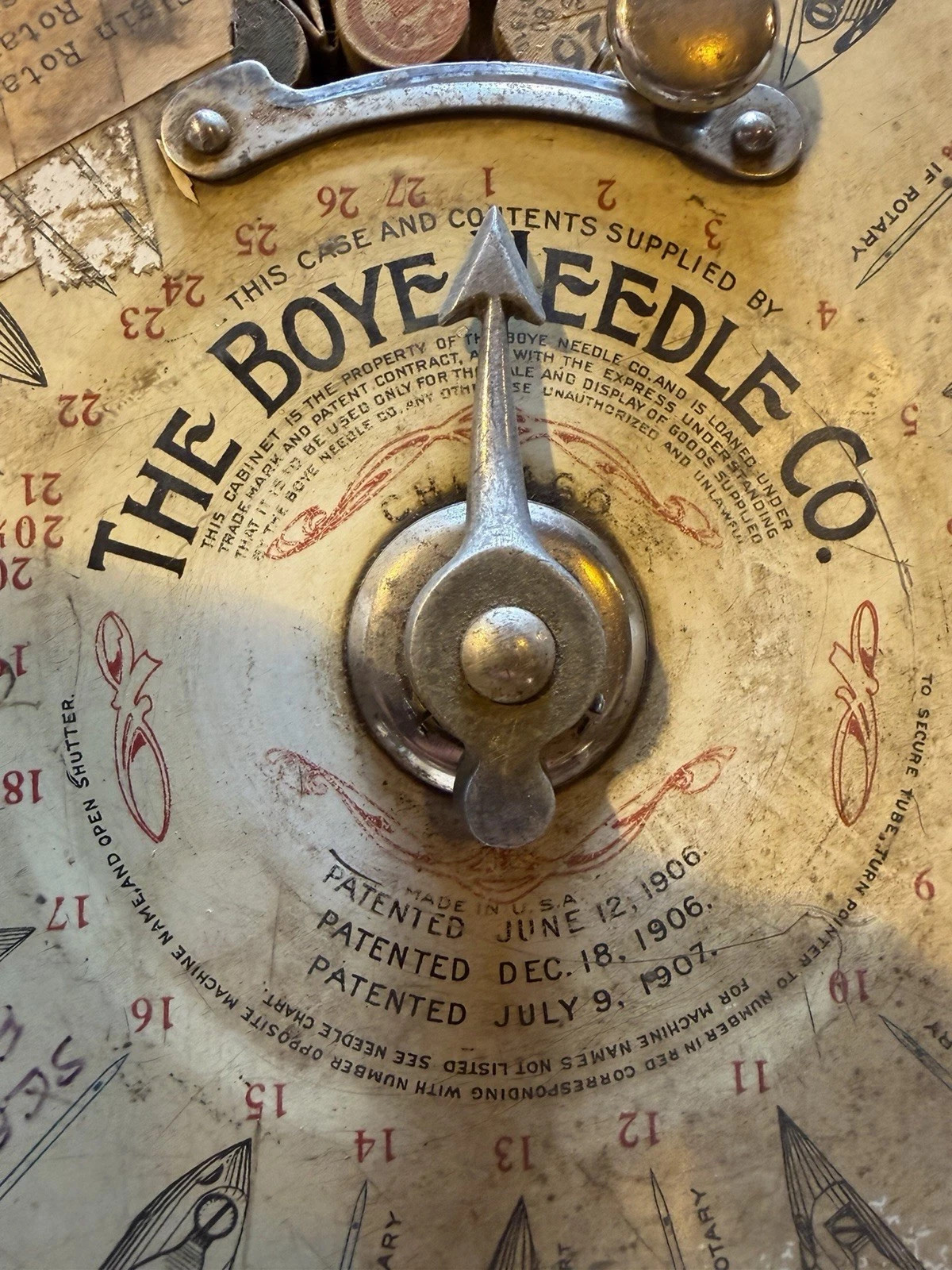 Vtg Boye Needle Co Sewing Machine Needle Dispenser Cabinet Pat 1906 1907 Vtg Boye Needle Co Sewing Machine Needle Dispenser Cabinet Pat 1906 1907