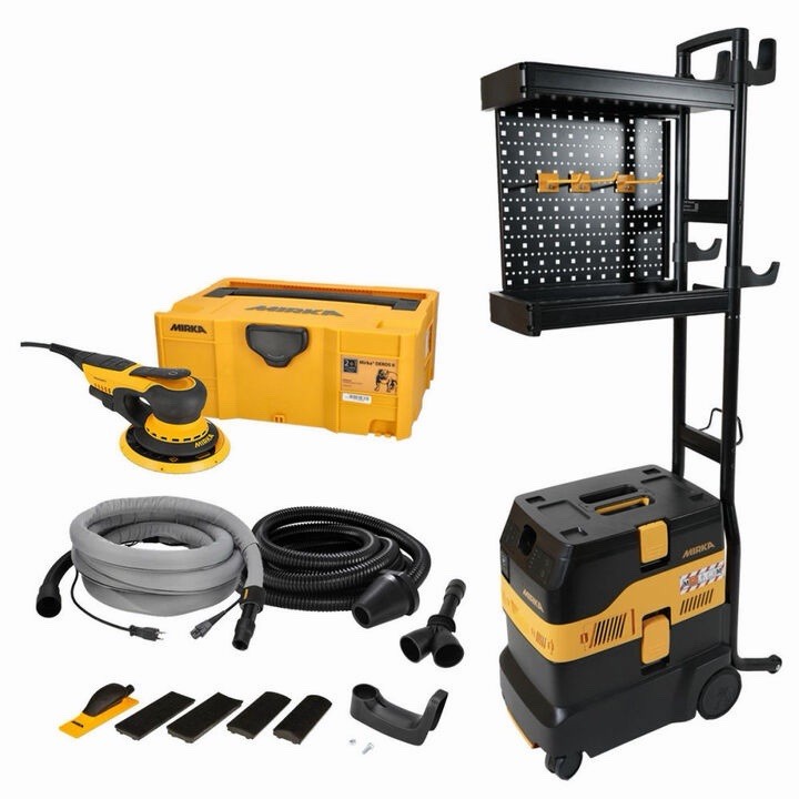 Mirka 6 Inch Dust-Free System DEROS II and DEXOS 1230 with WorkStation Mirka 6 Inch Dust-Free System DEROS II and DEXOS 1230 with WorkStation