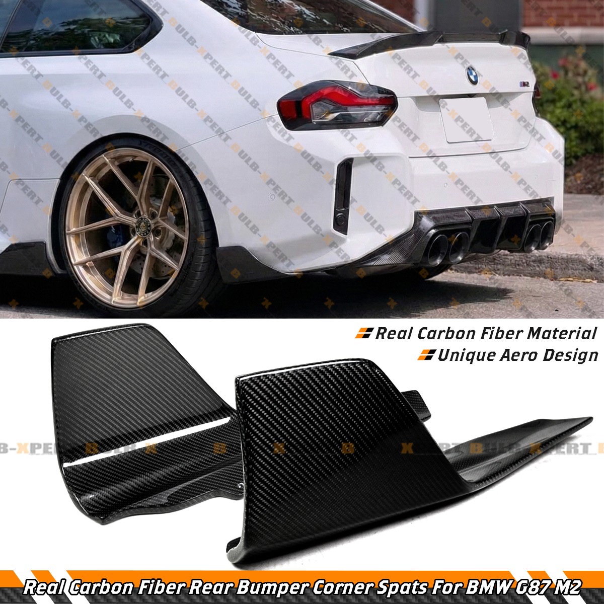 For 2023-26 BMW G87 M2 Winglet Carbon Fiber Rear Bumper Corner Spats Extension