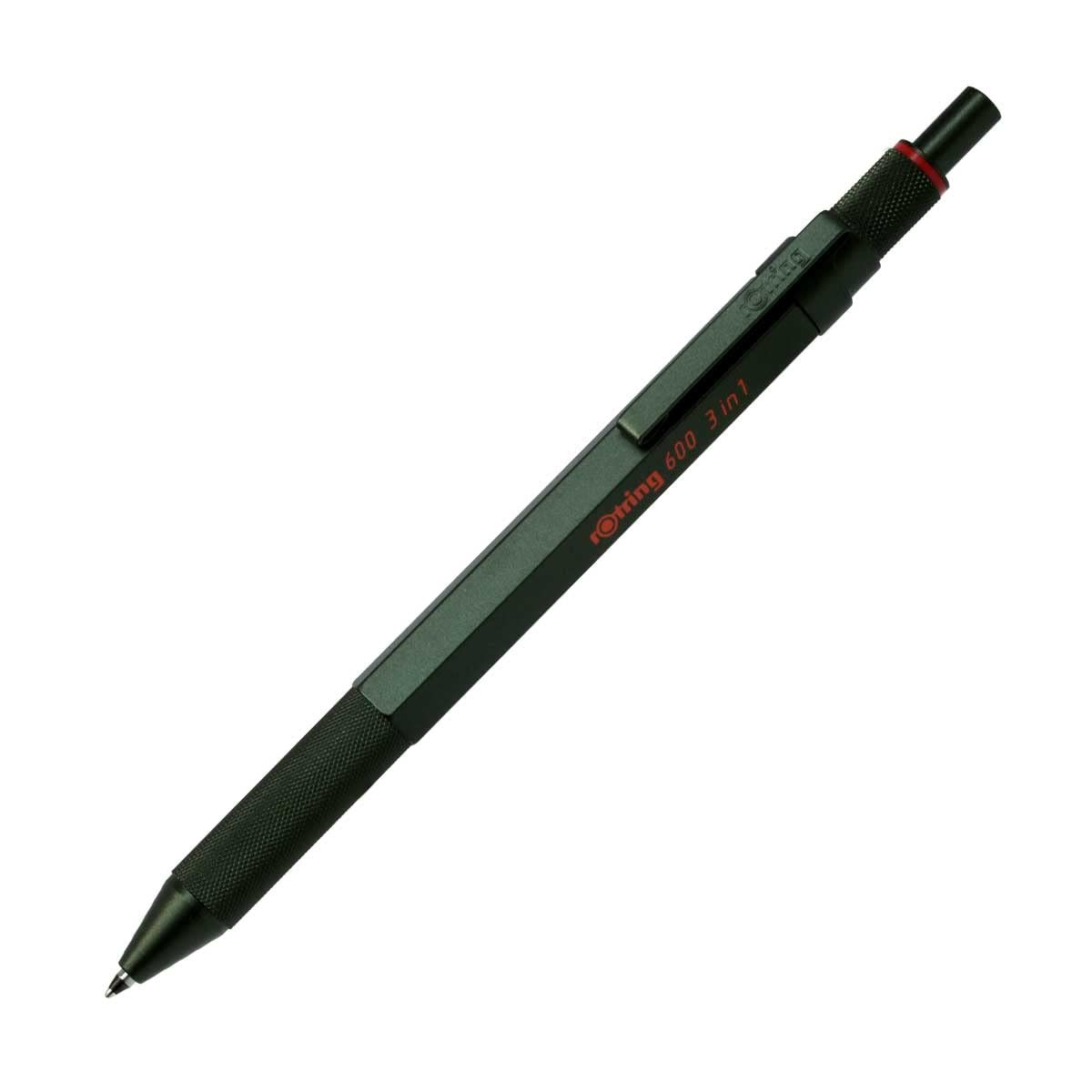 Rotring 600 3 In 1 Multi Pen Camouflage Green Ballpoint Pencil Mechanical 0.5Mm