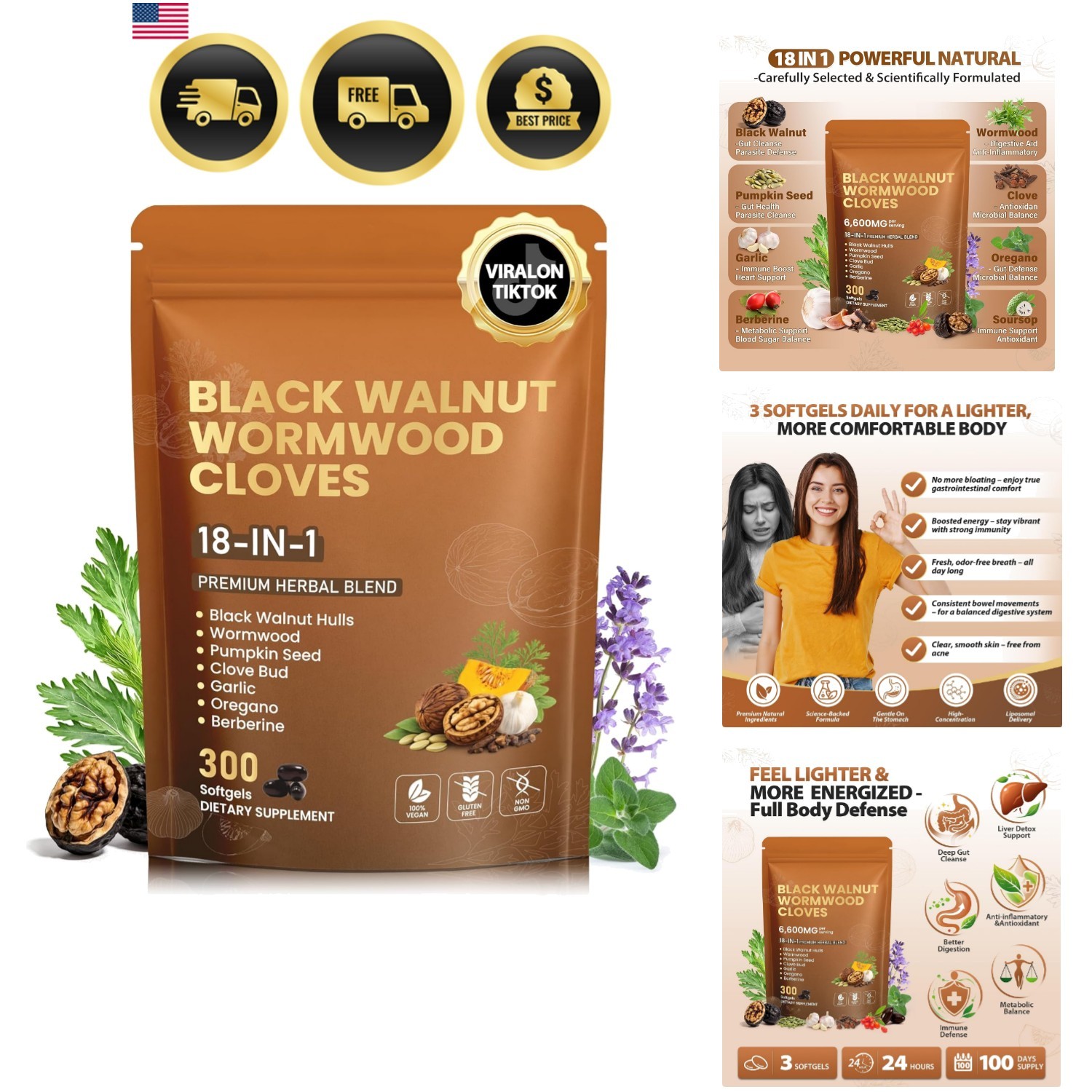 18-in-1 Wormwood Black Walnut Clove Parasite Cleanse | Gut Cleanse & Detox ,D... 18-in-1 Wormwood Black Walnut Clove Parasite Cleanse | Gut Cleanse & Detox ,D...