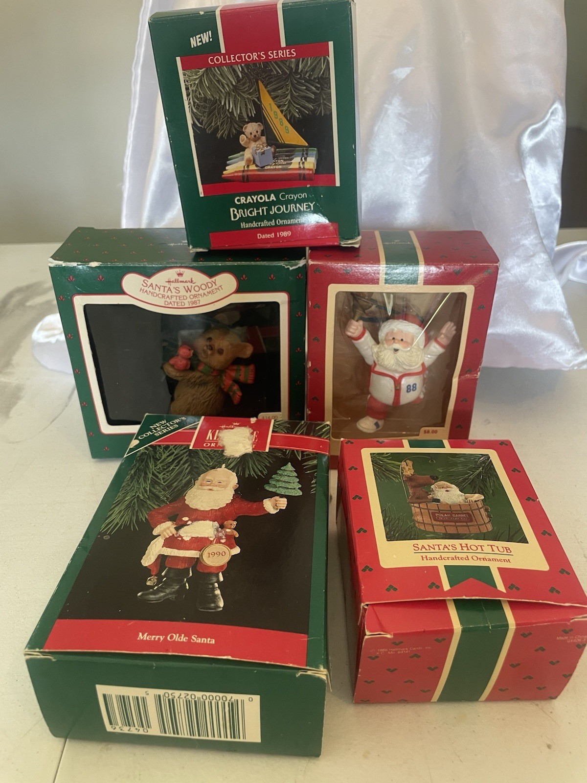 Lot Of 5 HALLMARK CHRISTMAS ORNAMENTS 1987-1989 Some Collector’s Series