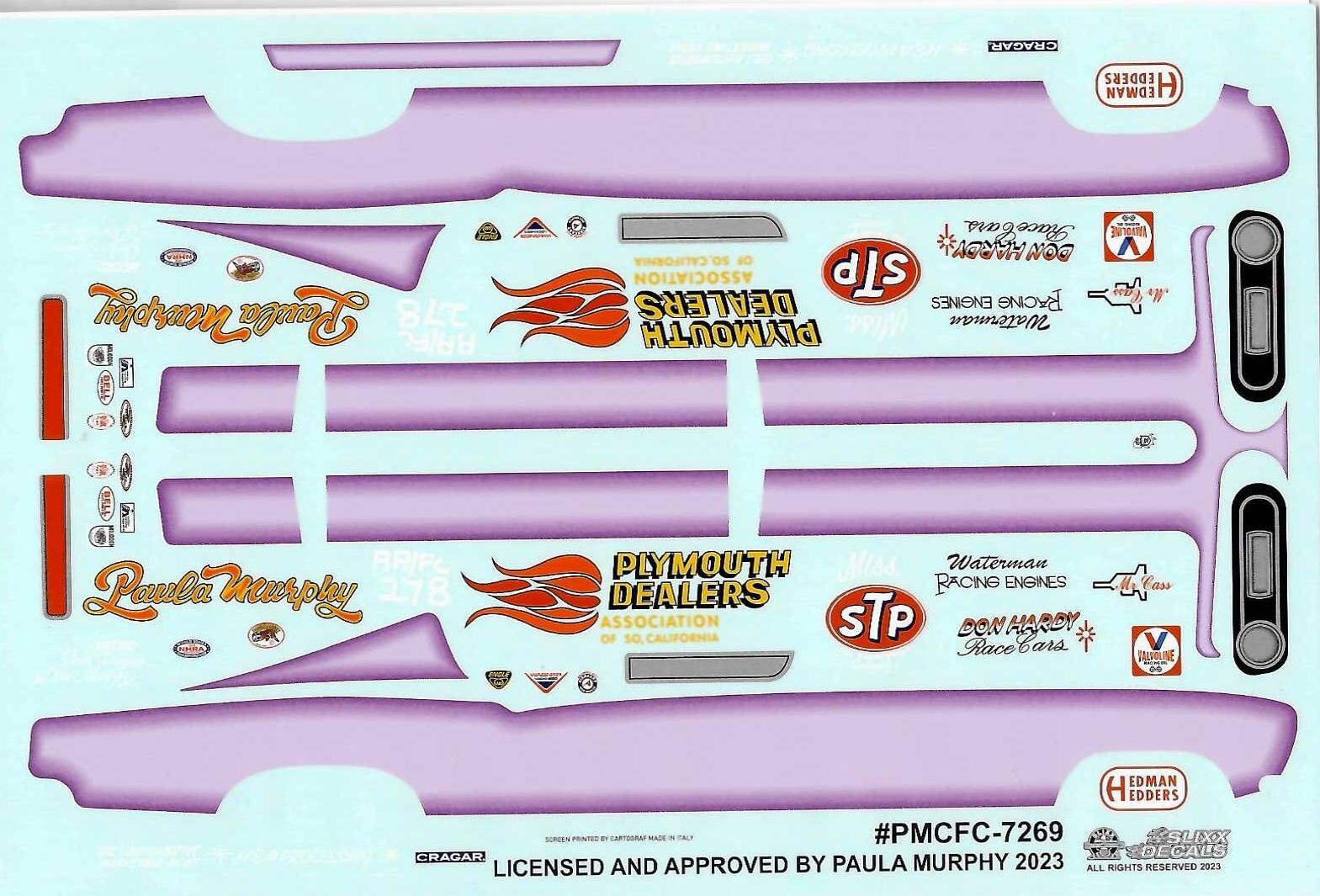 Slixx 7269 Paula Murphy Cuda F/C 1/25 waterslide decal Slixx 7269 Paula Murphy Cuda F/C 1/25 waterslide decal