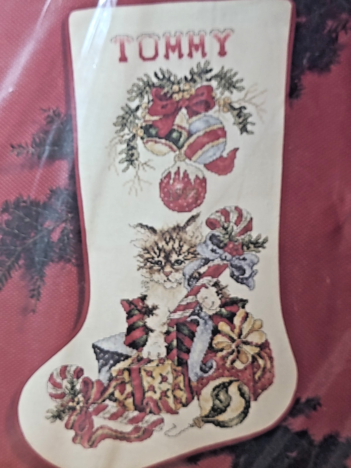 Janlynn Christmas Surprise Stocking Cross Stitch Kit 80-127 Cat By Stoney Creek