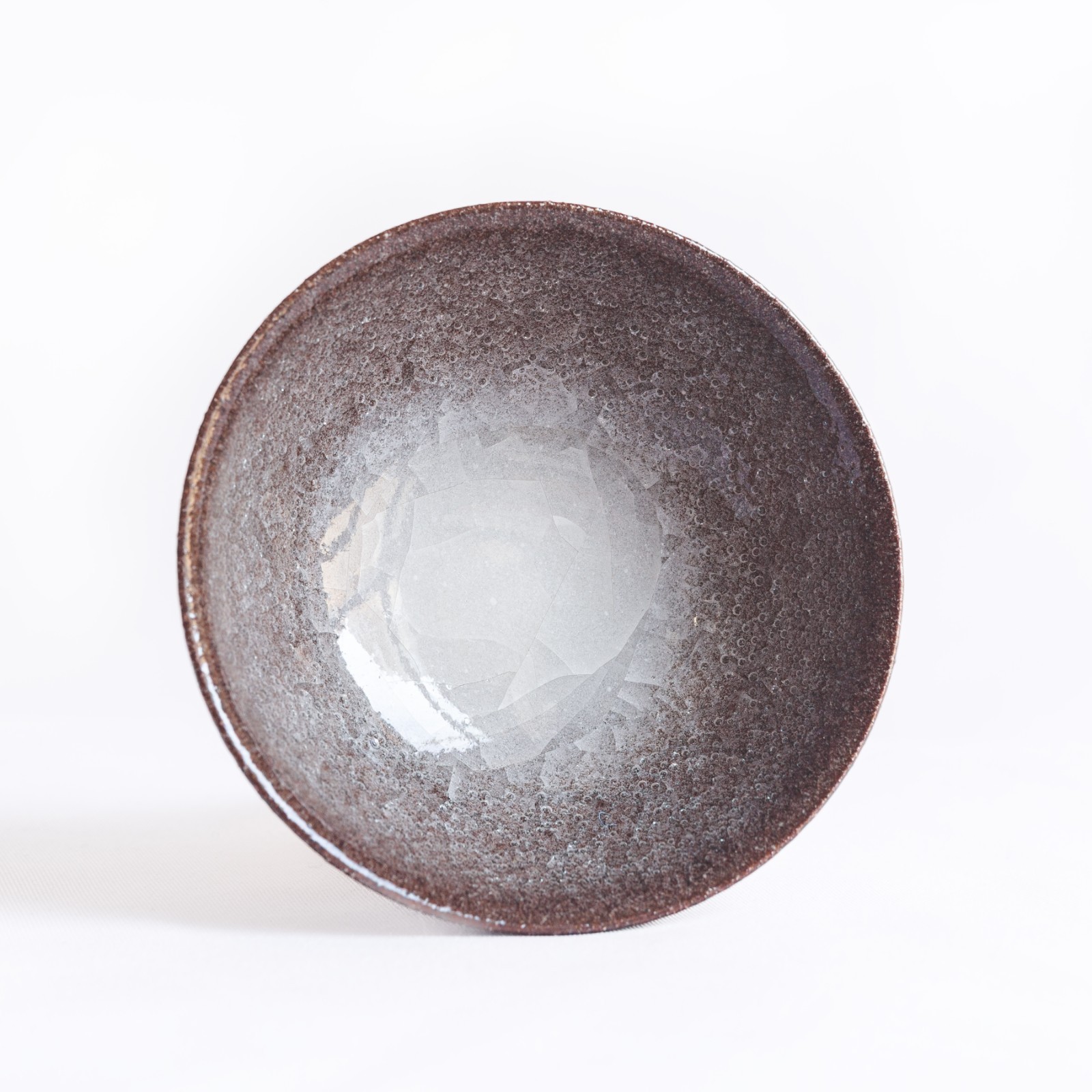 Shimizu Yasutaka (b. 1947) — Unused Ice-Crackle Glazed Sake Cup, Modern Kyo Ware
