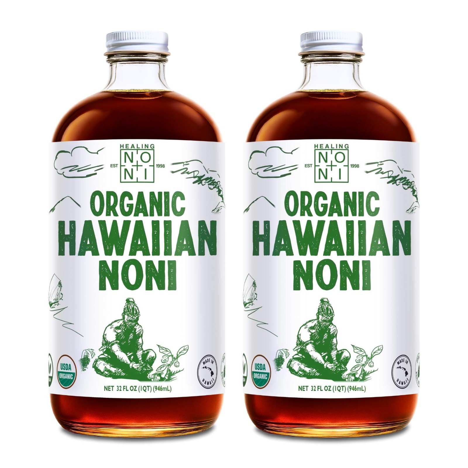 Healing Noni ®  - Certified Organic Noni Juice - 2 x 32oz