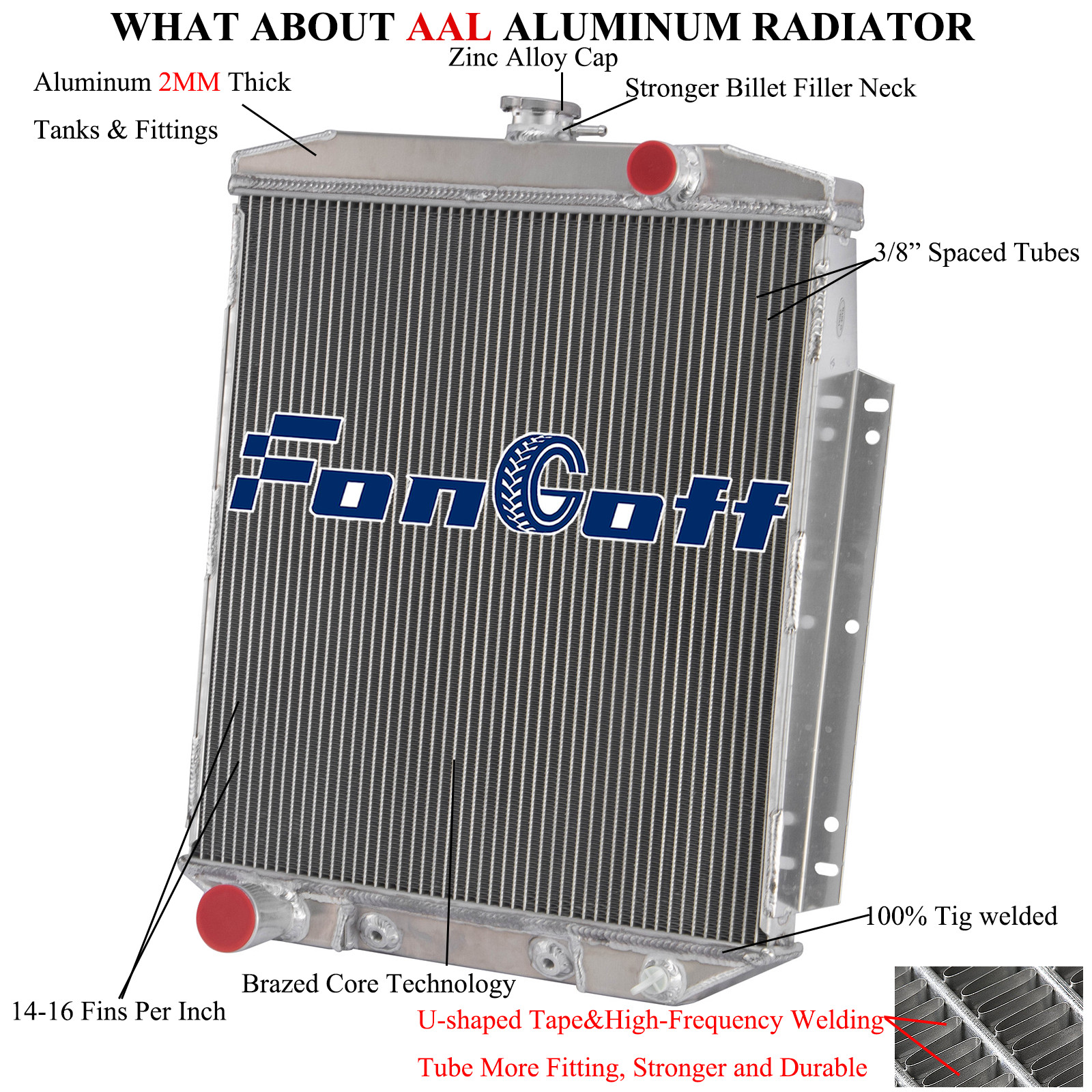 3-ROW Radiator For 1954- 56 Ford Country Squire Oversize Police Interceptor AT 3-ROW Radiator For 1954- 56 Ford Country Squire Oversize Police Interceptor AT