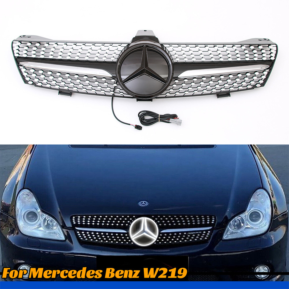Front Grille Grill W/Led Emblem For Mercedes W219 CLS500 CLS550 CLS63 2005-2008
