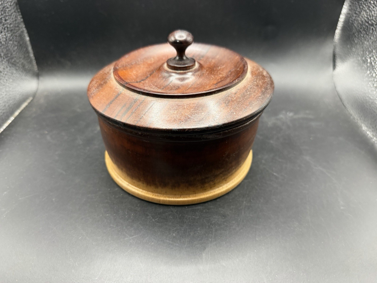 Vintage Hand Turned Wood Lidded Bowl Jar Box 5.5\