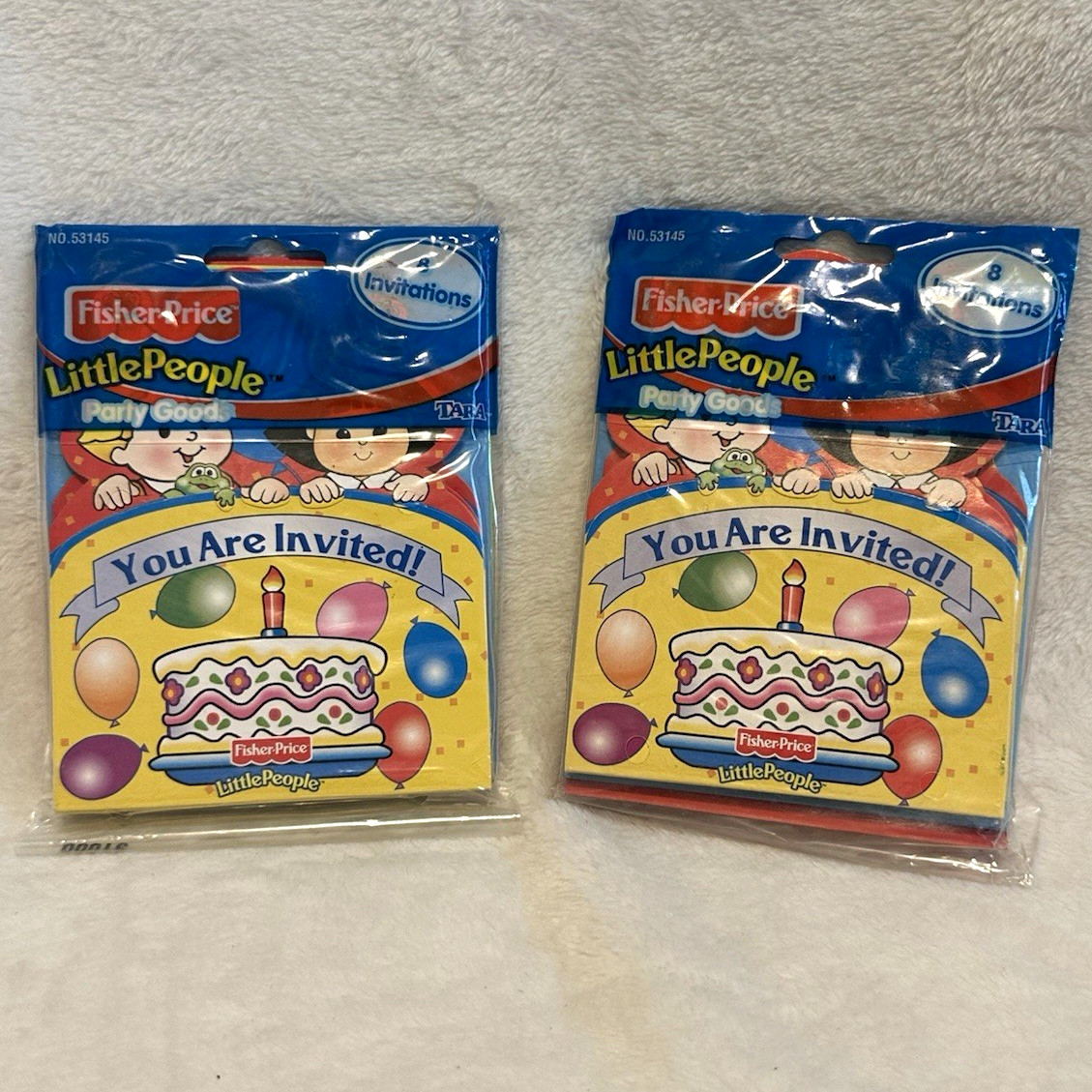 Vintage Fisher Price Little People Birthday  Invitations Sealed Packs Lot of 2