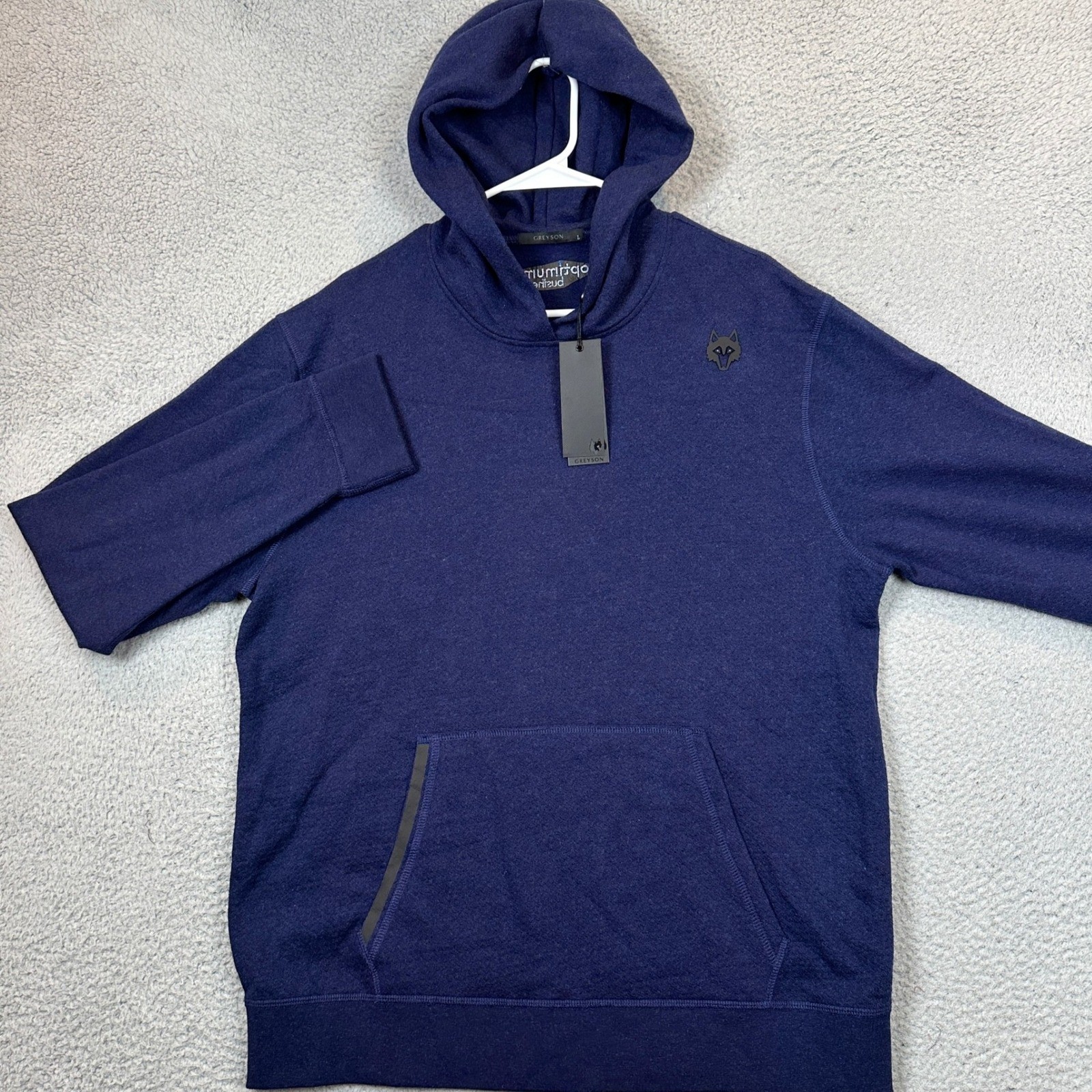 NEW Greyson Bleeker Hoodie Mens Large Navy Heather Pima Cotton Blend Pullover