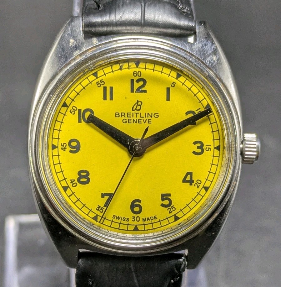 Vintage Breitling 17 Jewels Manual Winding Swiss Made Men’s Watch yellow Dial