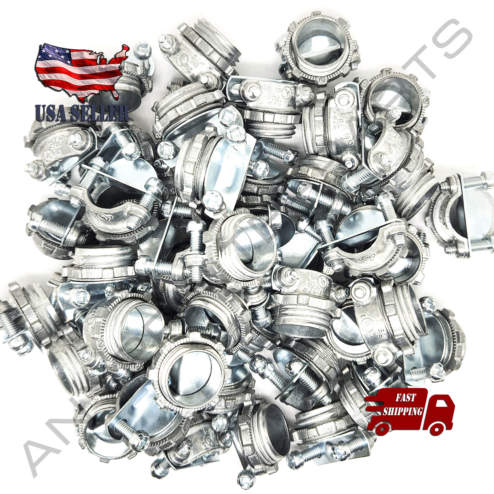 Bulk 100 pcs 3/8 in Flexible Metal Conduit Combination Romex Connector Fitting