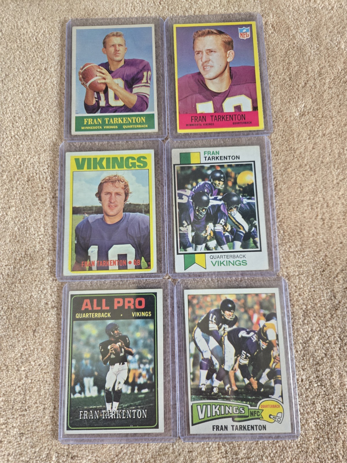 Fran Tarkenton card lot - 1964,67 Philadelphia and 1972-75 Topps (6 total) Fran Tarkenton card lot - 1964,67 Philadelphia and 1972-75 Topps (6 total)