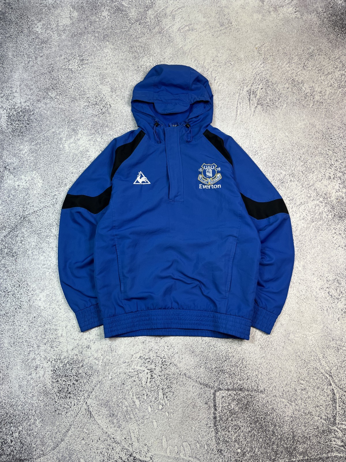 Vintage Le Coq Sportif Everton FC Anorak Rain Jacket Pullover Blue Chang Size M