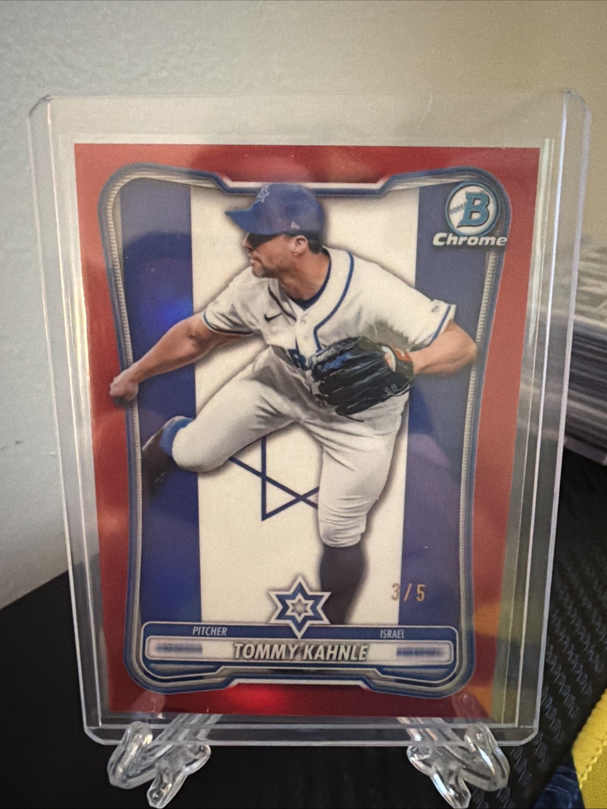 Tommy Kahnle 2026 Bowman Chrome WBC Flag Variation Red Refractor /5 Tommy Kahnle 2026 Bowman Chrome WBC Flag Variation Red Refractor /5