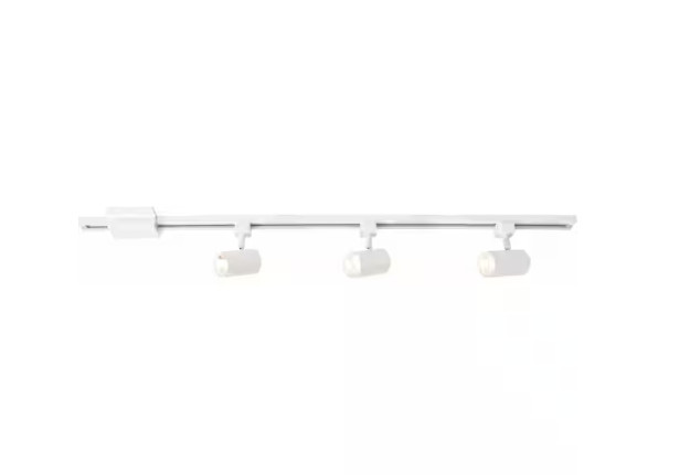 Hampton Bay 4 ft. White Integrated LED Track Lighting Kit Mini-Cylinder 3-Light Hampton Bay 4 ft. White Integrated LED Track Lighting Kit Mini-Cylinder 3-Light