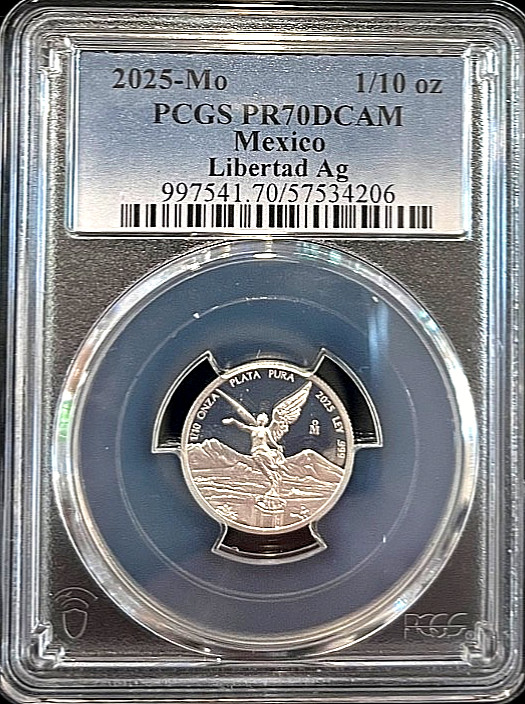 2025 MO Mexico 1/10 Oz LIBERTAD Silver Proof  PCGS PR 70 DCAM 🇲🇽