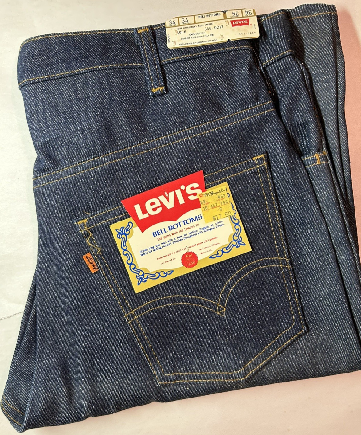 Vintage NWT Levi’s Bell Bottoms 646-0217 Orange Tab 34X34 Deadstock USA  P 5