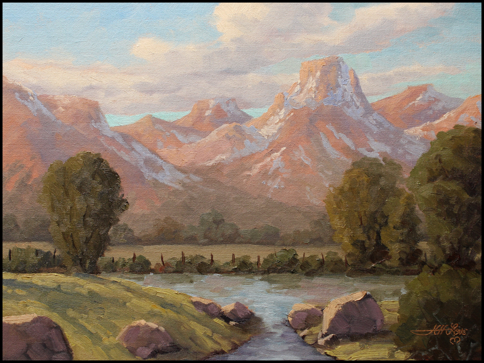 Jeff Love Art Original Oil Painting Alpine Snow Mountain Landscape Impressionism