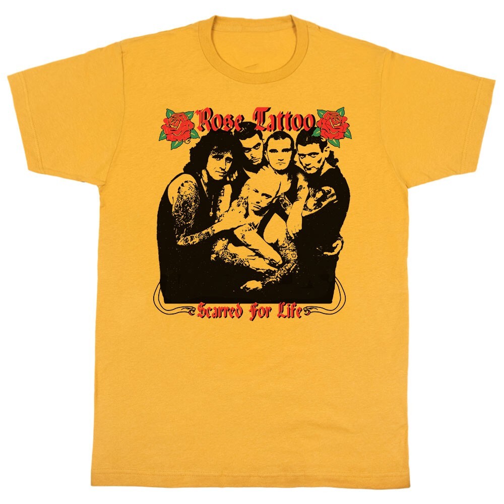Vtg Rose Tattoo Scarred for Life T Shirt For Men All Size Yellow Cotton MC258 Vtg Rose Tattoo Scarred for Life T Shirt For Men All Size Yellow Cotton MC258