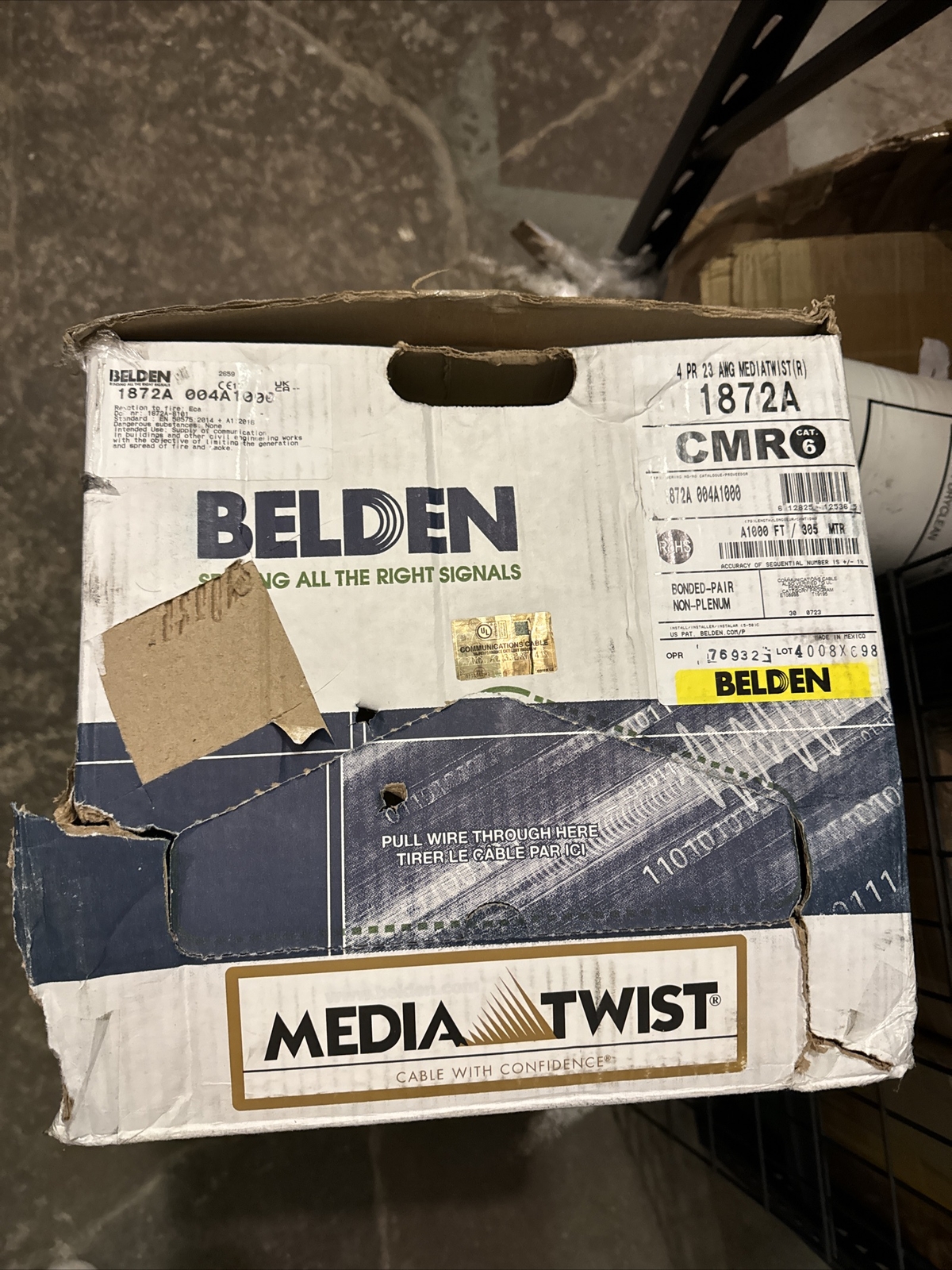 Belden 1872A 004A1000 23 AWG Multi-Conductor Cat 6 Bonded Pair Cable 4-Pair