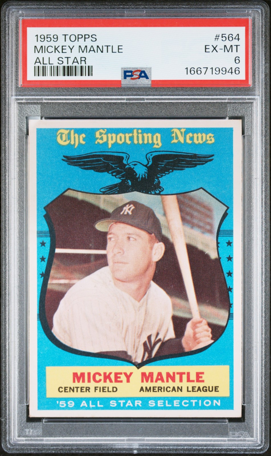 1959 TOPPS ALL STAR #564 MICKEY MANTLE PSA 6