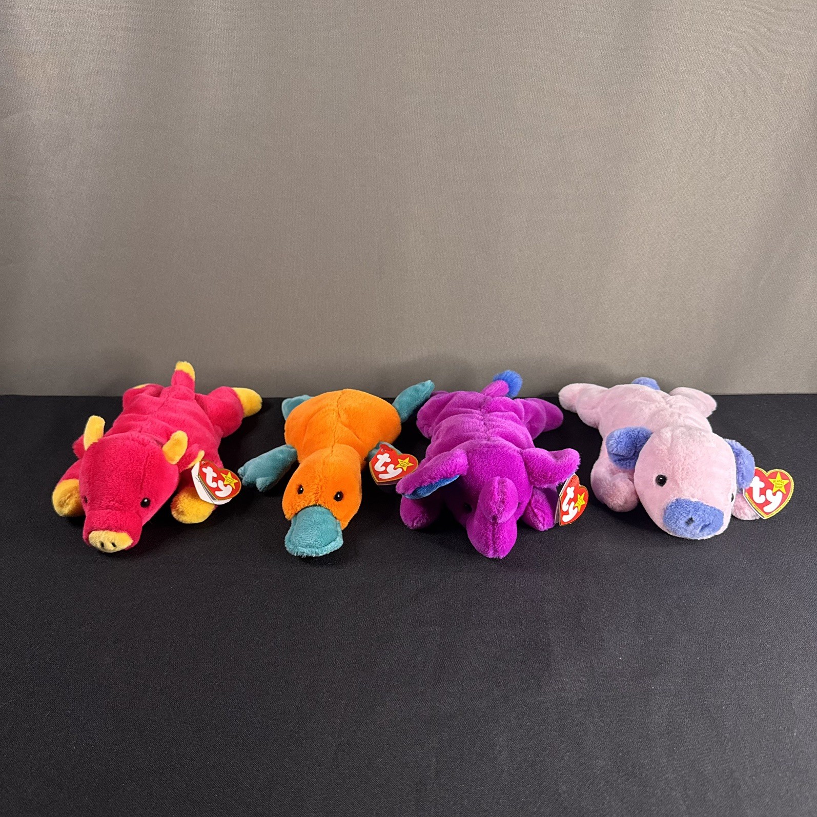 Ty Beanie Babies LOT: SNORT II, SQUEALER II, PEANUT II, & Patti II - 30th Anniv.