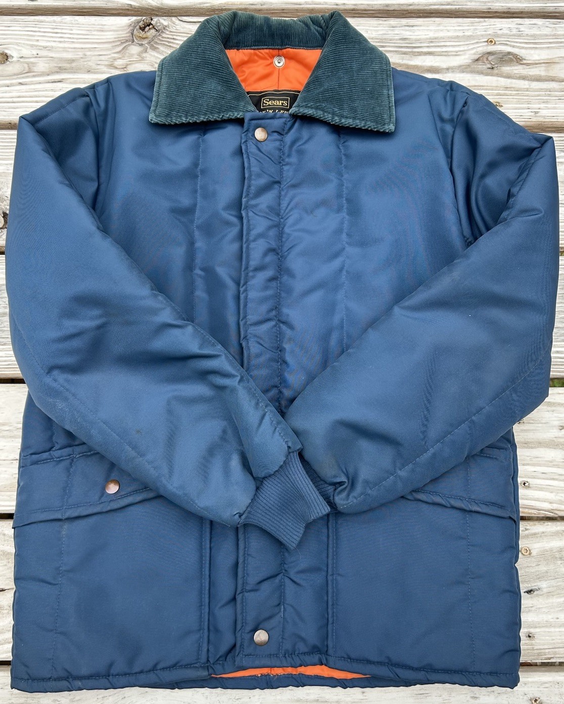 Vintage Sears Roebucks Work’n Leisure Jacket Hooded Barn Chore Coat Blue Men
