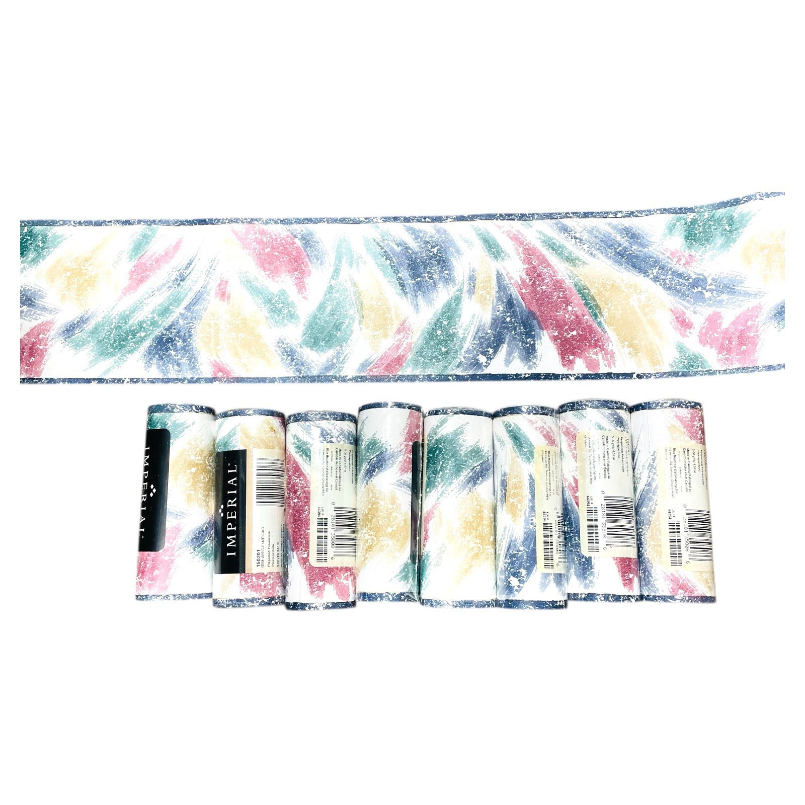 Imperial Wallpaper Border - Multicolor Abstract Swirl Design, 8 Rolls, New
