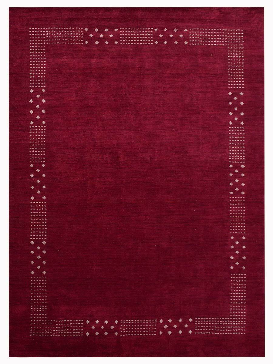 Eco-Friendly Hand Knotted Loom Silk Mix Area Rugs Contemporary Dark Red BBLSM530
