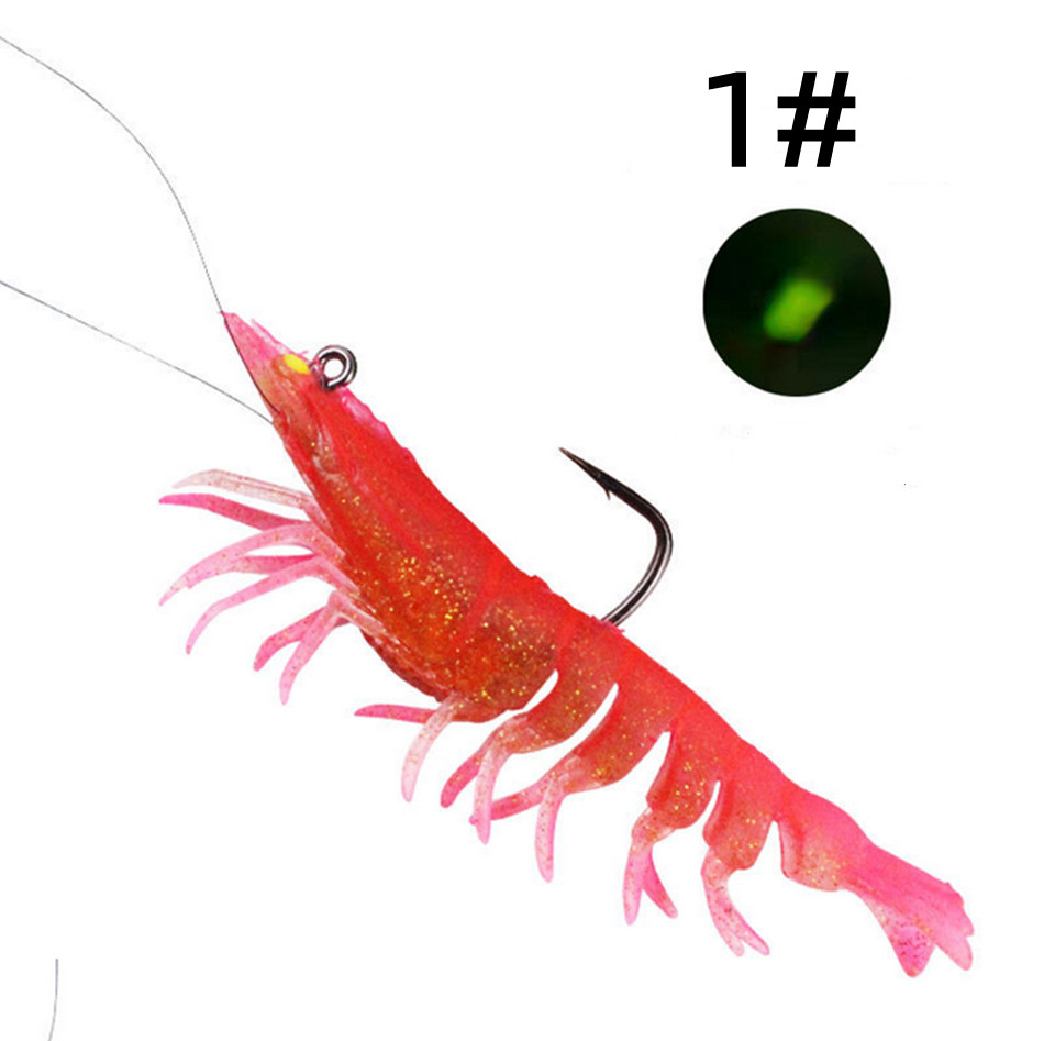3Pack Large Glow Prawn Shrimp Fishing Simulation Soft Lure Hook Bait Salt Lures