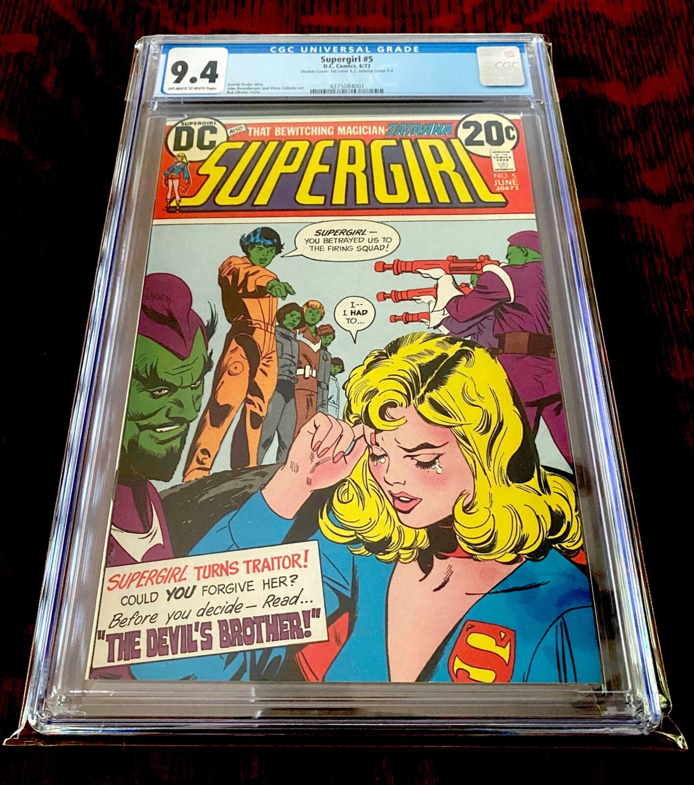 Supergirl 5 1973 CGC Graded 9.4 1st Origin of Zatanna - Ultra Rare Double Cover Supergirl 5 1973 CGC Graded 9.4 1st Origin of Zatanna - Ultra Rare Double Cover